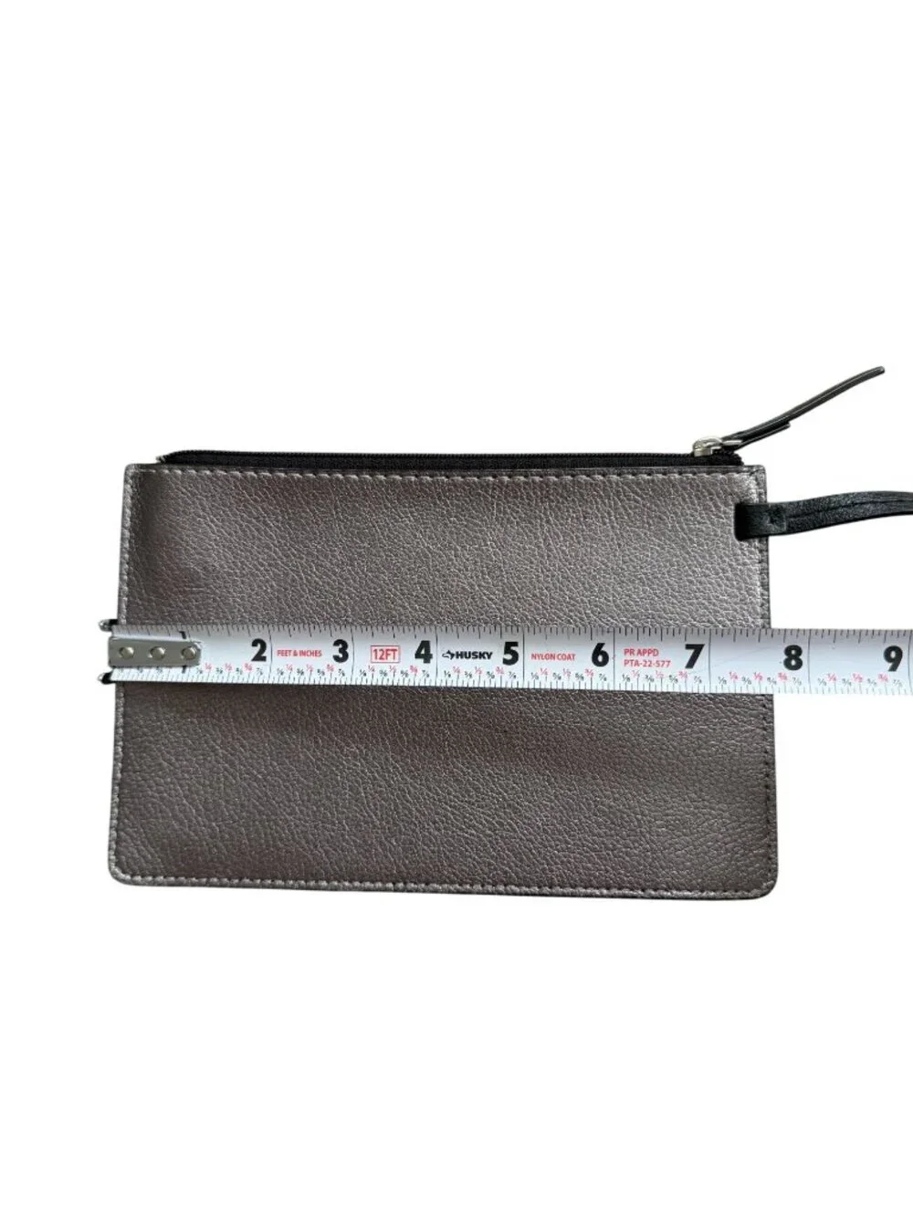 KATE SPADE Pewter Saffiano Leather Wristlet Clutch